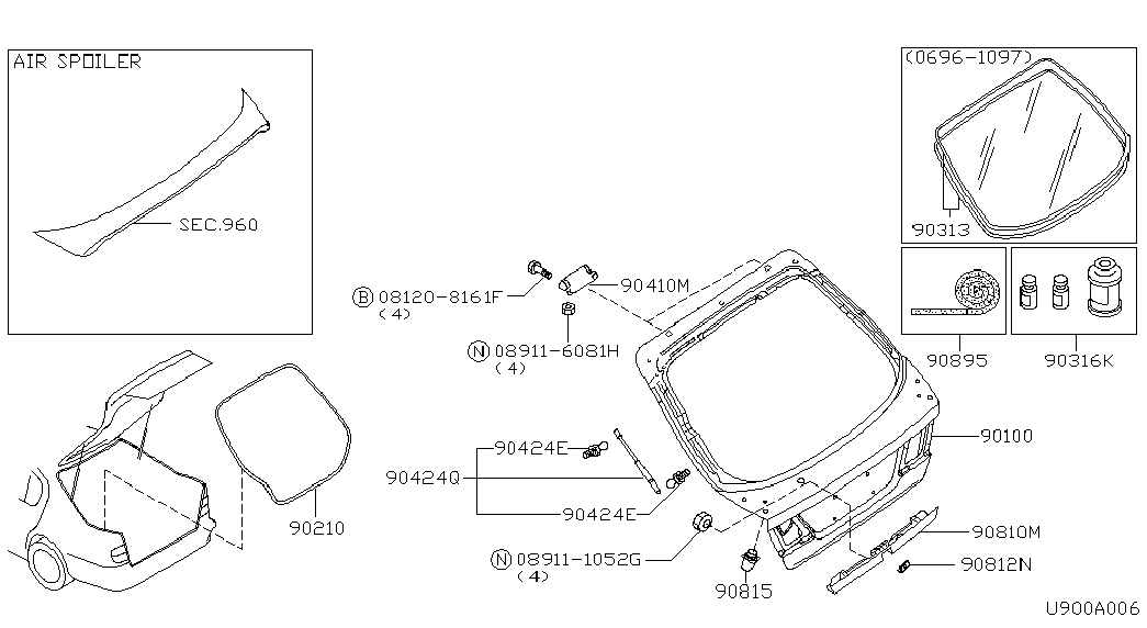 NISSAN 90452-2F725 - Gaasivedru, pagasi / veoruum onlydrive.pro