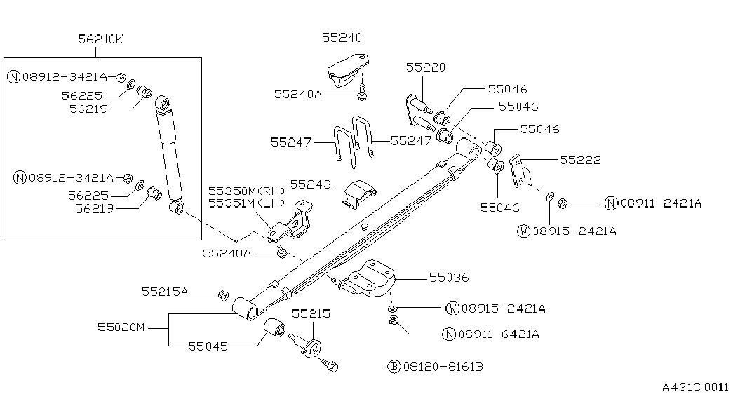 NISSAN 55045-31G00 - Втулка, листовая рессора onlydrive.pro