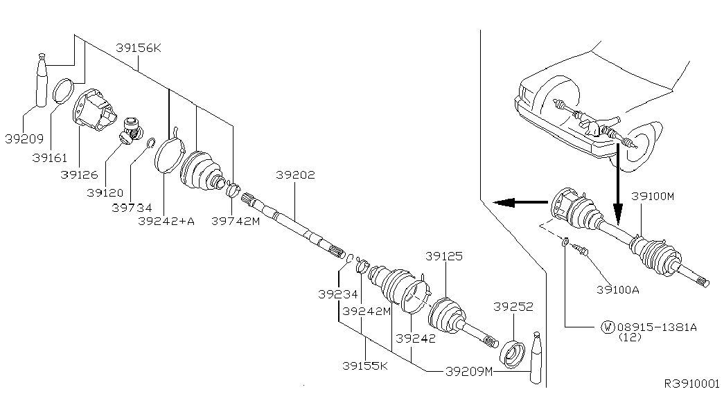 NISSAN 3924201E00 - Putekļusargs, Piedziņas vārpsta onlydrive.pro