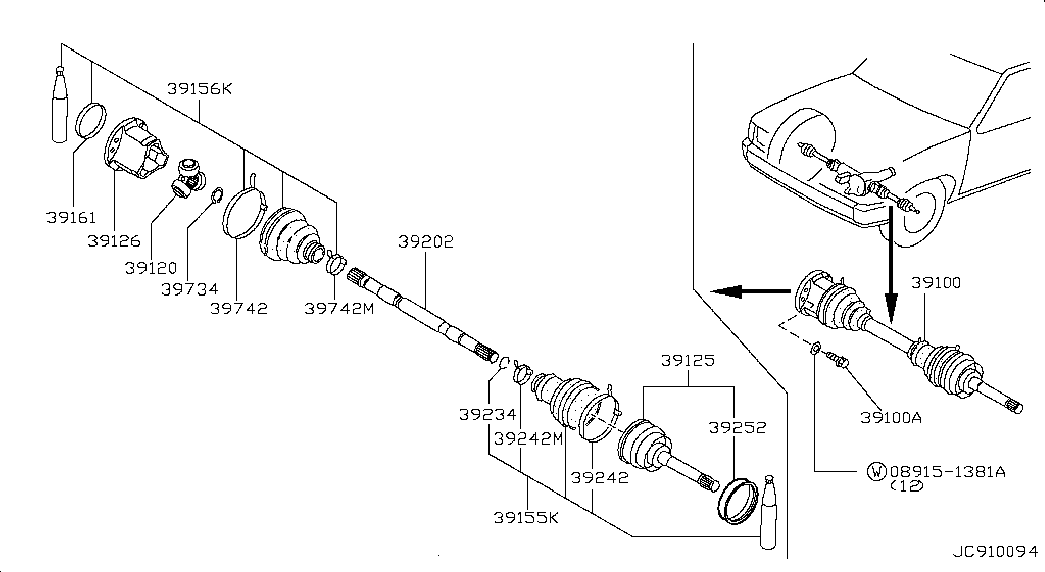 NISSAN 39100-58G60 - Шарнирный комплект, ШРУС, приводной вал onlydrive.pro