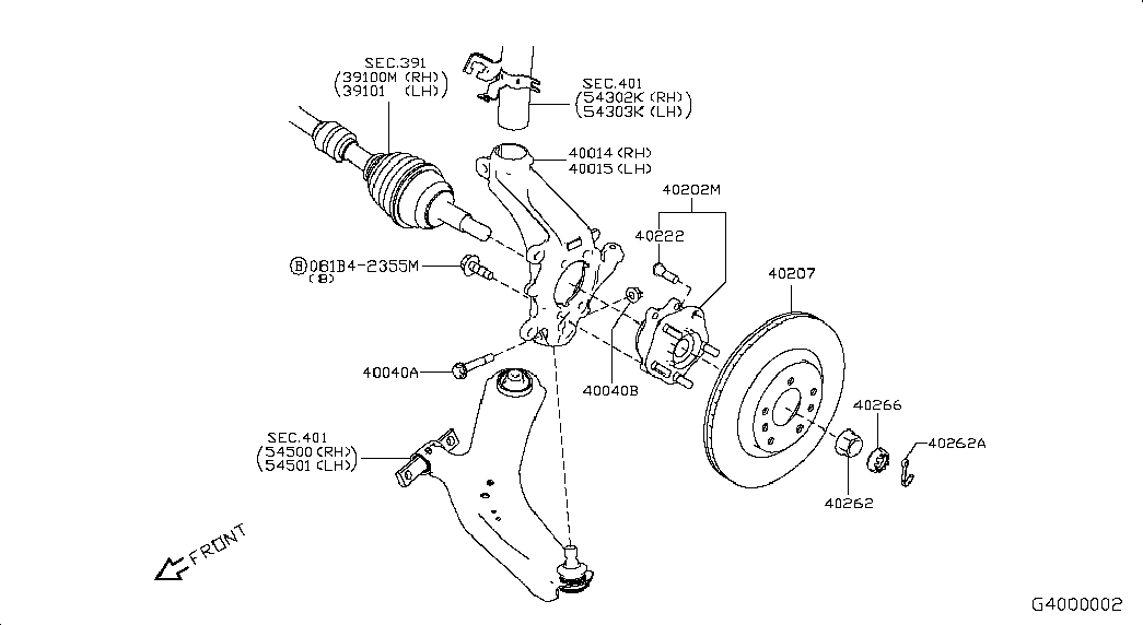 NISSAN 40014-4CE0A - Steering Knuckle, wheel suspension onlydrive.pro