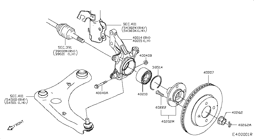 NISSAN 40210-1HM0A - Rattalaagrikomplekt onlydrive.pro