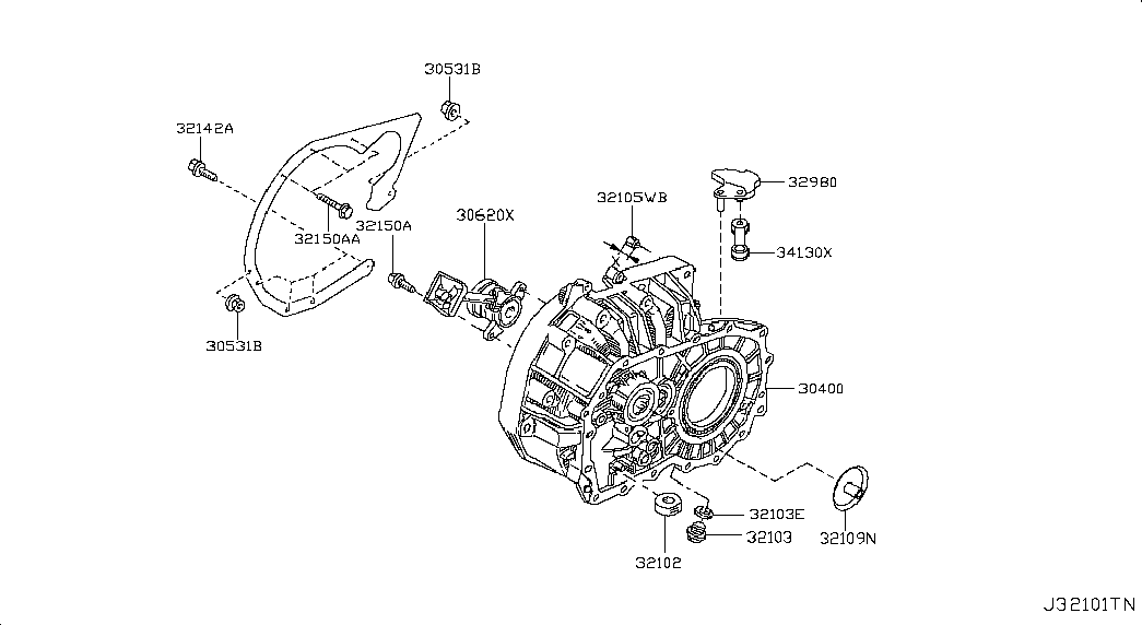 NISSAN 30620-00Q0J - Transmission case & clutch release; clutch housing: 01 pcs. onlydrive.pro