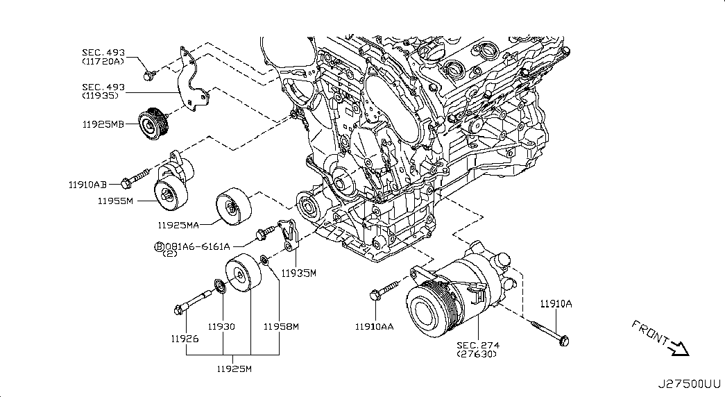 NISSAN 11955-JA10C - Pulley, v-ribbed belt onlydrive.pro