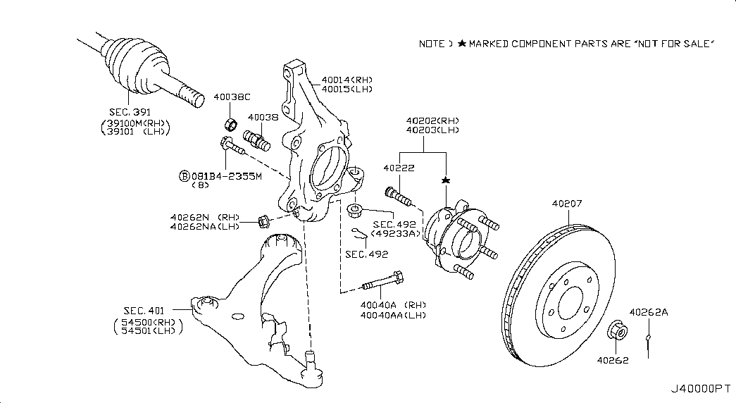 NISSAN 40202-JP11A - Комплект подшипника, ступицы колеса onlydrive.pro