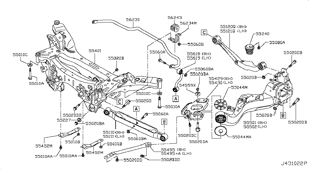 NISSAN 55501-4CA0C - Valdymo svirties / išilginių svirčių įvorė onlydrive.pro