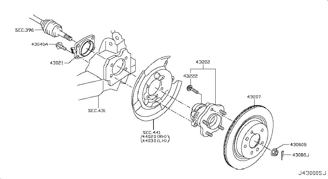 NISSAN 43202-4BF0A - Riteņa rumbas gultņa komplekts onlydrive.pro