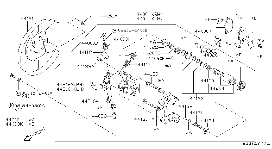 NISSAN 44060-31U90 - Bremžu uzliku kompl., Disku bremzes onlydrive.pro