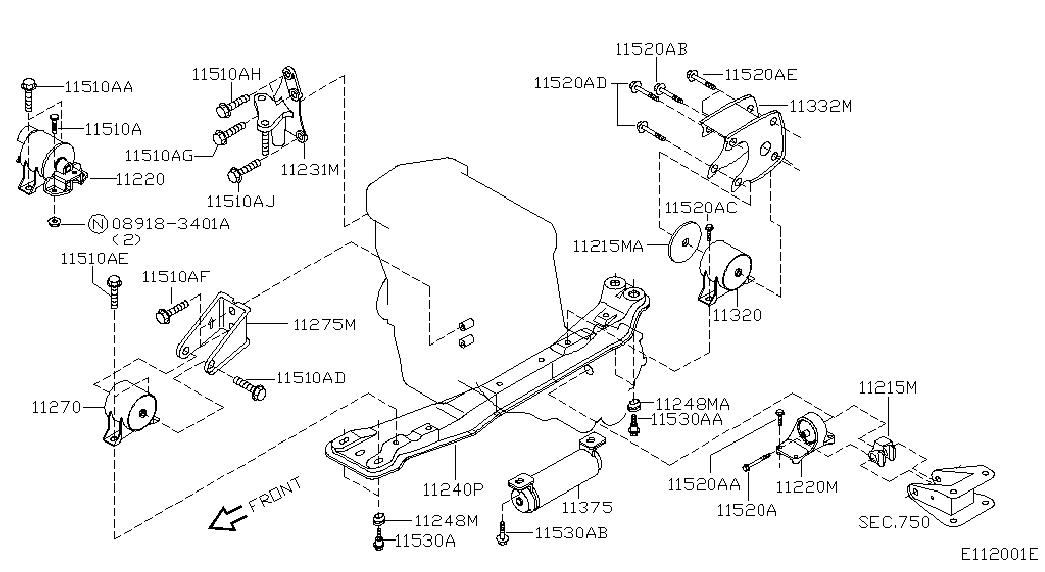 NISSAN 11248-4M400 - Mounting, axle beam onlydrive.pro