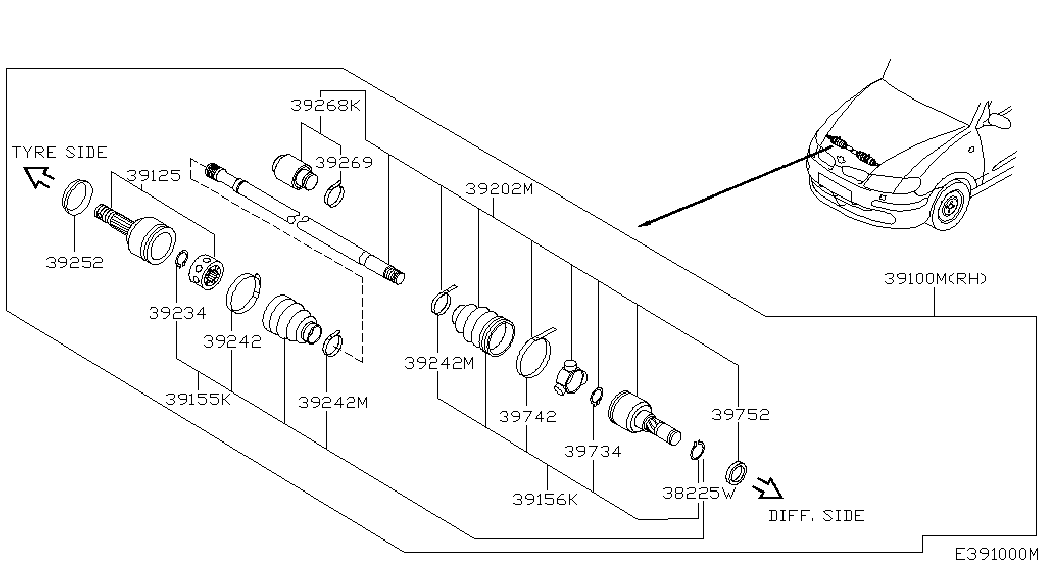 NISSAN 39211-BM726 - Šarnīru komplekts, Piedziņas vārpsta onlydrive.pro