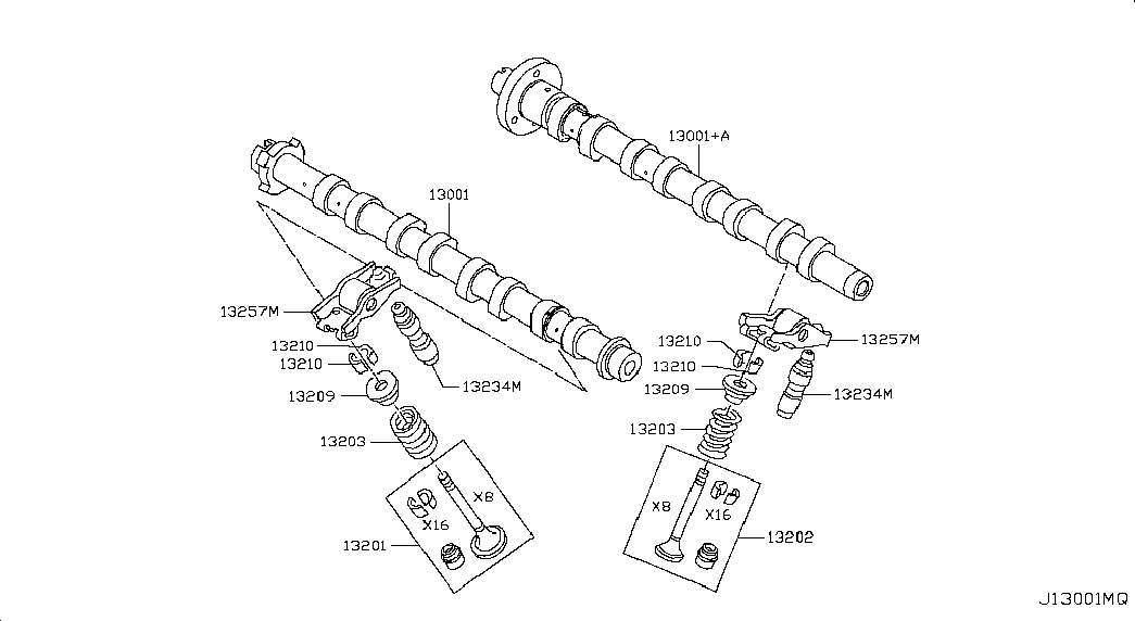 NISSAN 13001-00Q0W - Camshaft & valve mechanism; camshaft & valve mechanism: 01 pcs. onlydrive.pro