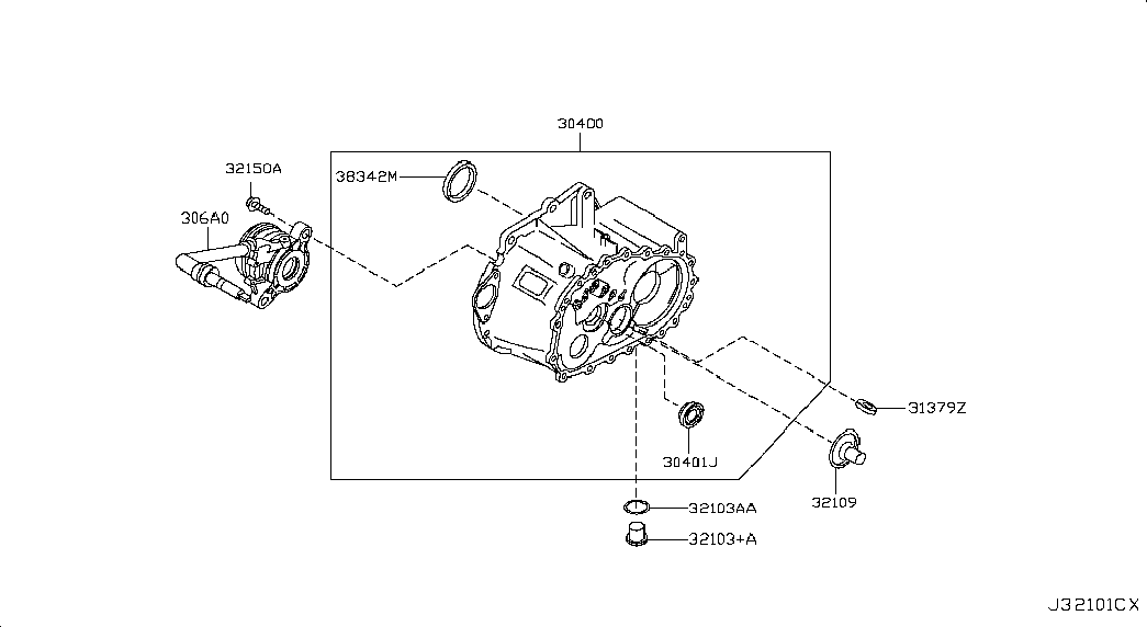 NISSAN 306A0-JA60C - Transmission case & clutch release; clutch housing: 01 pcs. onlydrive.pro