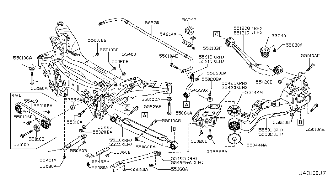 NISSAN 55501-JG000 - Piekare, Šķērssvira onlydrive.pro