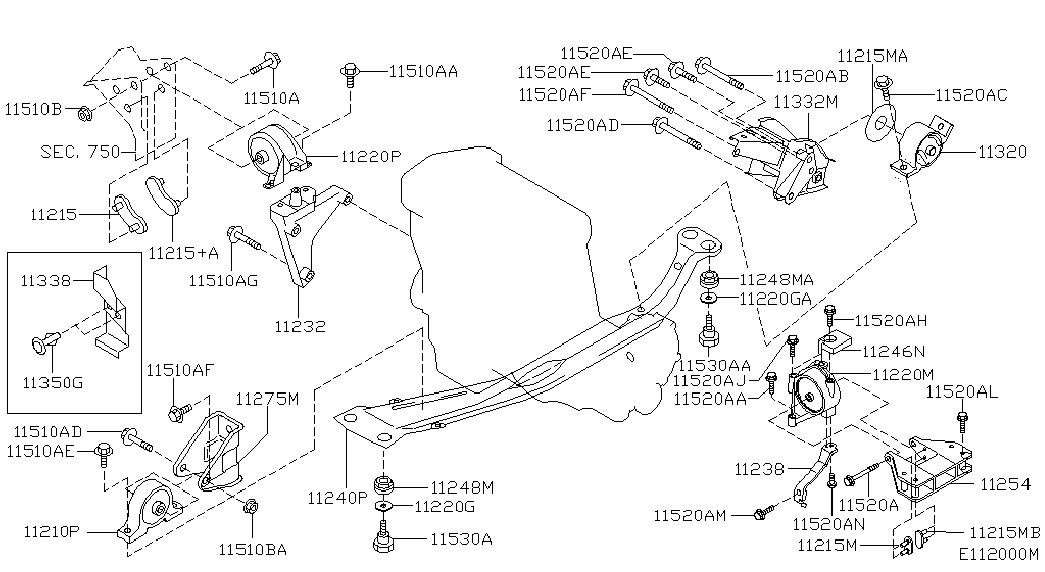 NISSAN 11320-2F320 - Подушка, опора, подвеска двигателя onlydrive.pro