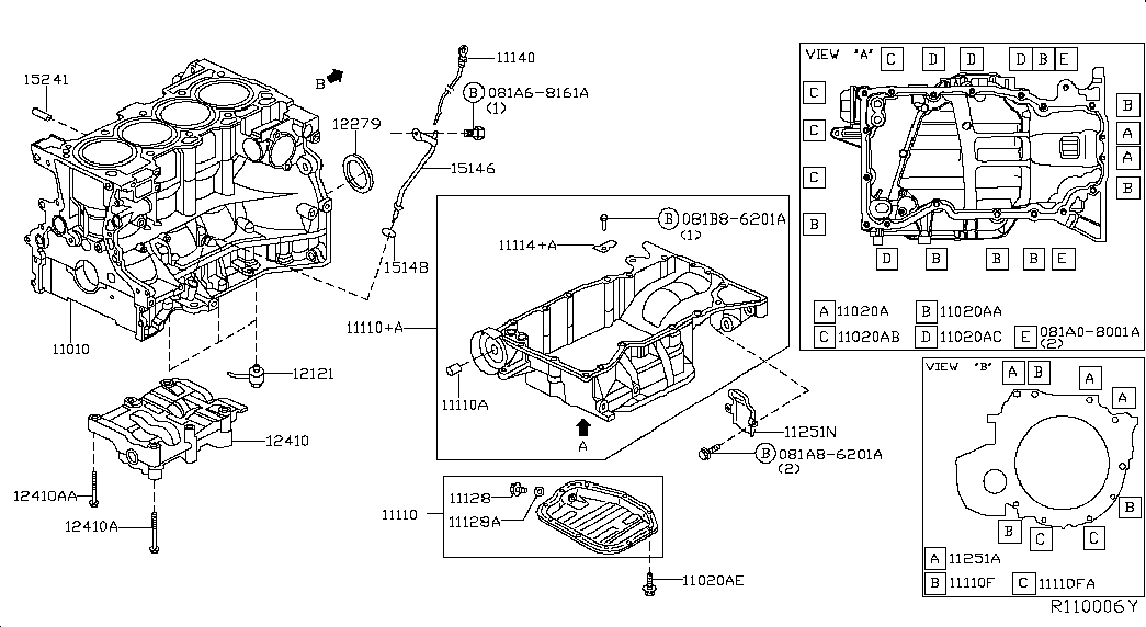 NISSAN 11128-01M0B - Резьбовая пробка, масляный поддон onlydrive.pro