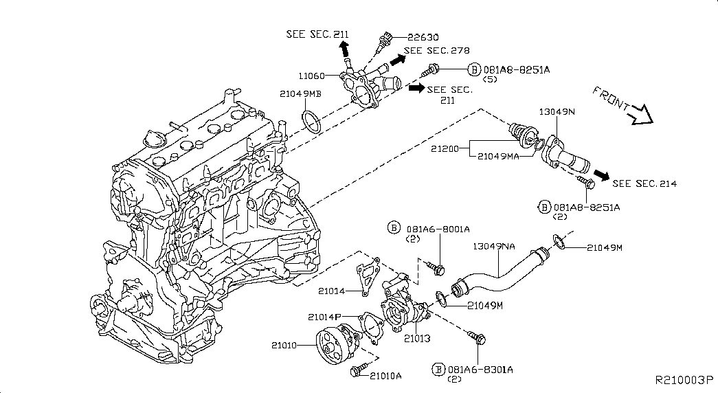 NISSAN 210103TA0B - Ūdenssūknis onlydrive.pro