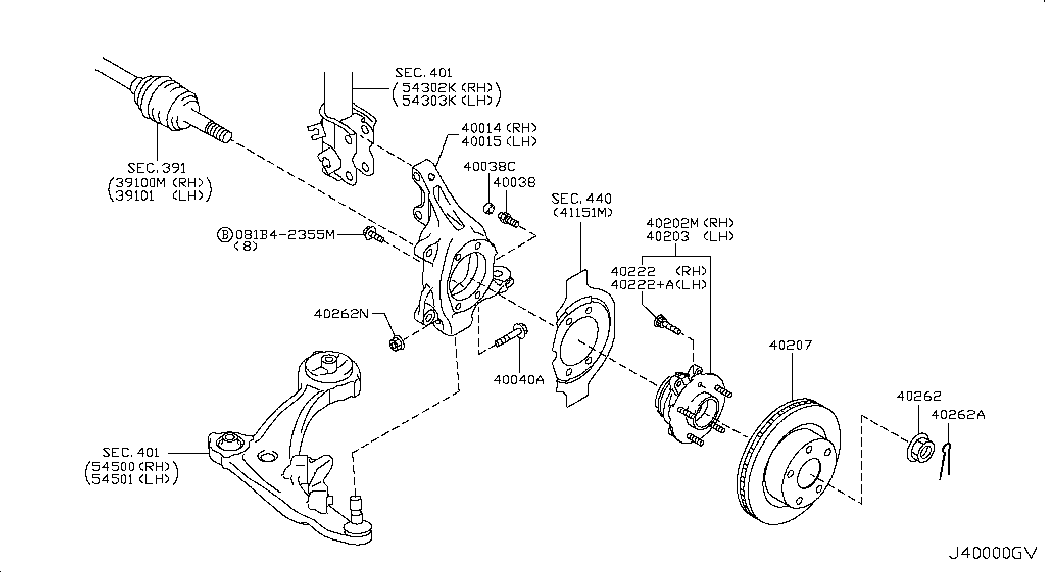 NISSAN 40203-JP01A - Комплект подшипника, ступицы колеса onlydrive.pro