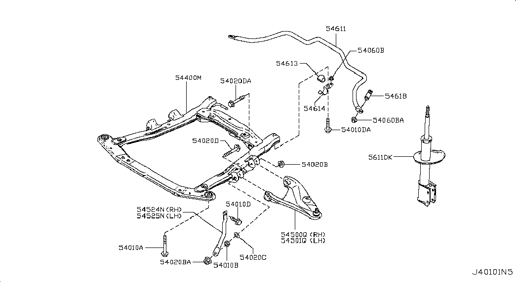 NISSAN 54616-00Q0F - Тяга / стойка, стабилизатор onlydrive.pro