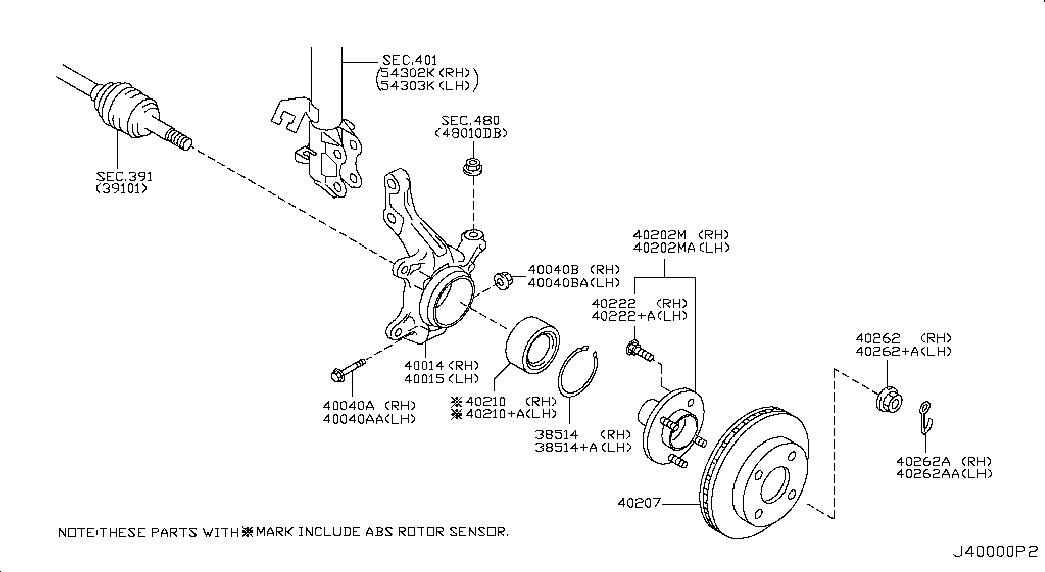 NISSAN 40210-1HA9D - Bearing Kit, wheel hub onlydrive.pro