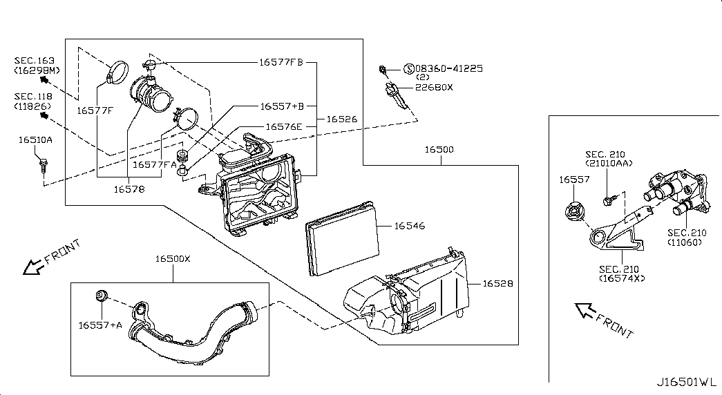 NISSAN 16546-1HC2A - Воздушный фильтр, двигатель onlydrive.pro