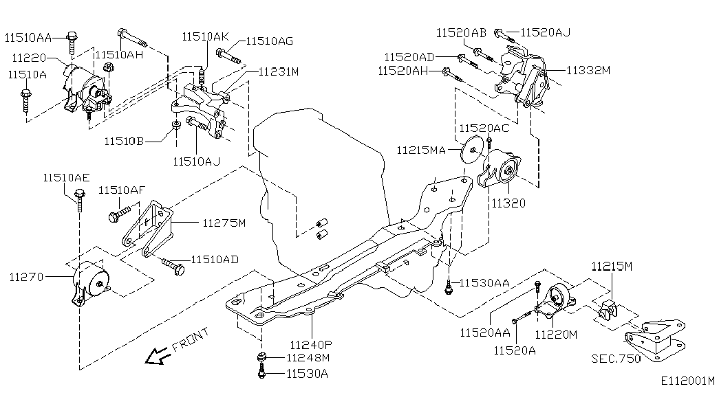 NISSAN 11270-BU000 - Variklio montavimas onlydrive.pro