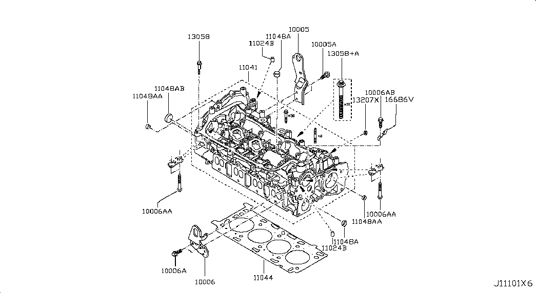 NISSAN 11057-00QAB - Комплект болтов головки цилиндра onlydrive.pro