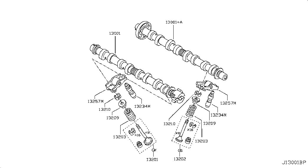 NISSAN 13234-00Q0A - Camshaft & valve mechanism; timing gear - camshaft-1: 16 pcs. onlydrive.pro