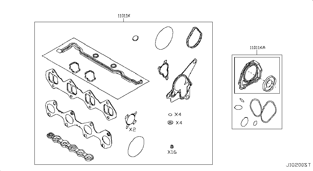 NISSAN 1010100Q0C - Gasket Set, crank case onlydrive.pro