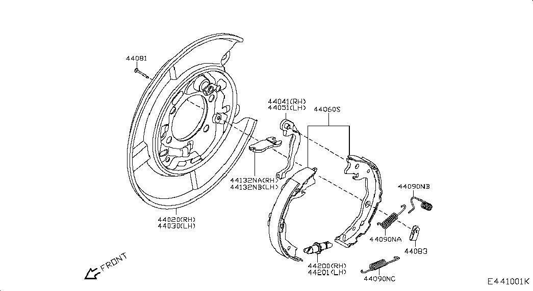 NISSAN 44060CY025 - Brake Shoe Set, parking brake onlydrive.pro