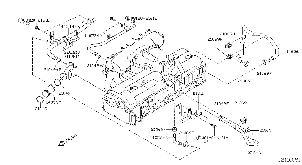 NISSAN 21049AE010 - Прокладка, впускной коллектор onlydrive.pro