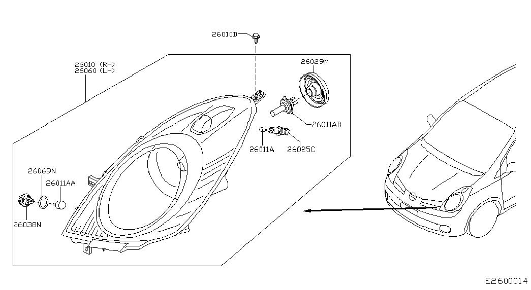 NISSAN 262615F005 - Лампа накаливания, освещение щитка приборов onlydrive.pro