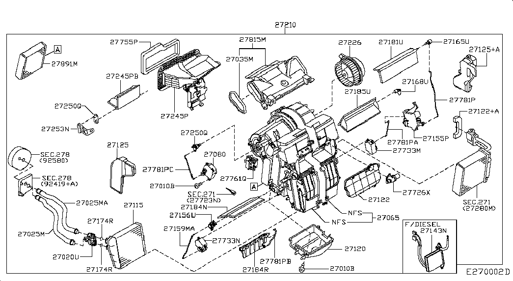 NISSAN 27226-AX105 - Heater & blower unit; blower assy air cond fr auto: 01 pcs. onlydrive.pro