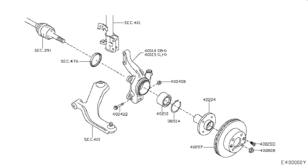 NISSAN 40204-AX600 - Front axle: 02 pcs. onlydrive.pro