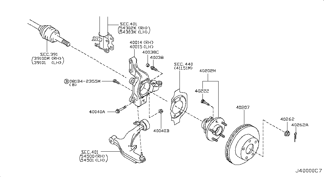 NISSAN 40014-CN000 - Steering Knuckle, wheel suspension onlydrive.pro