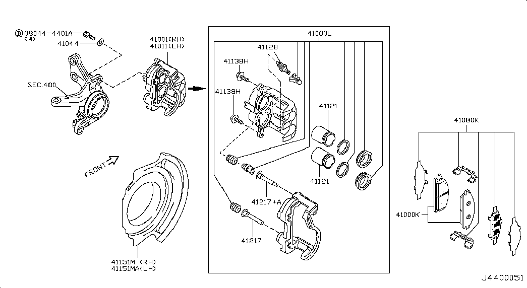 NISSAN 41060 8H385 - Bremžu uzliku kompl., Disku bremzes onlydrive.pro