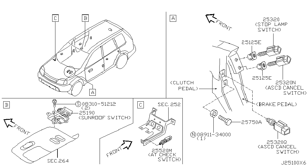 NISSAN 25320AX00C - Brake Light Switch / Clutch onlydrive.pro