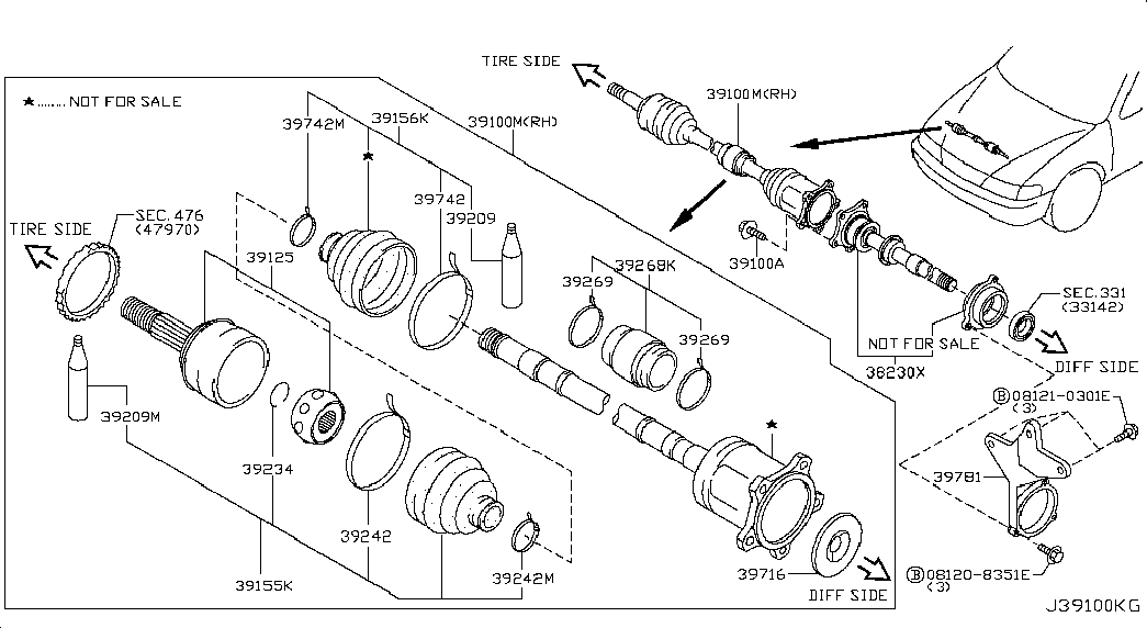 NISSAN 39241-5V127 - Пыльник, приводной вал onlydrive.pro