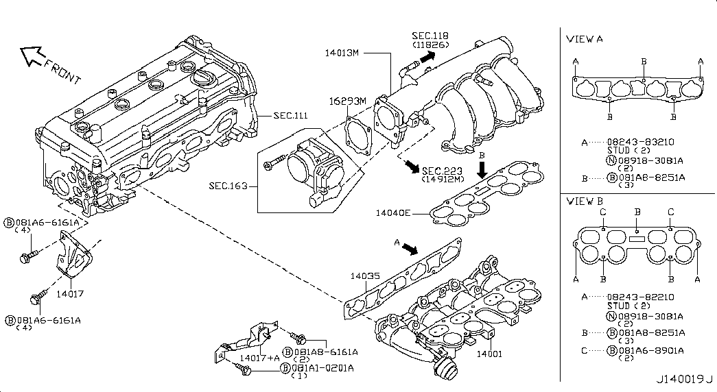 NISSAN 140358H30A - Blīve, Ieplūdes kolektors onlydrive.pro