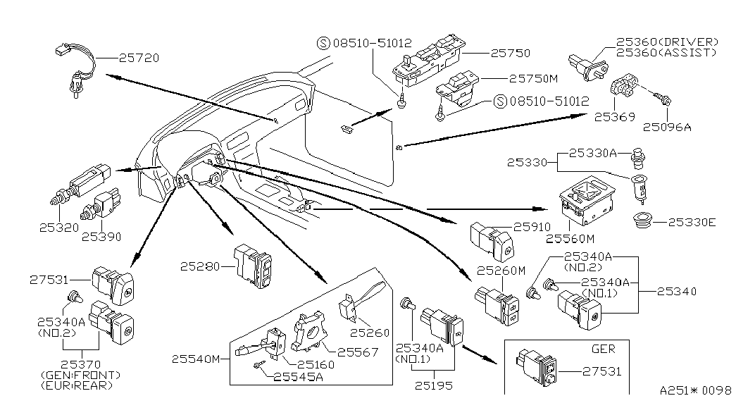 NISSAN 25320-75A00 - Bremžu signāla slēdzis onlydrive.pro