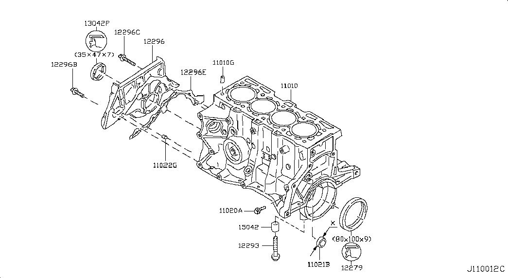 NISSAN 12279-00QAE - Cylinder block & oil pan; assembly: 01 pcs. onlydrive.pro