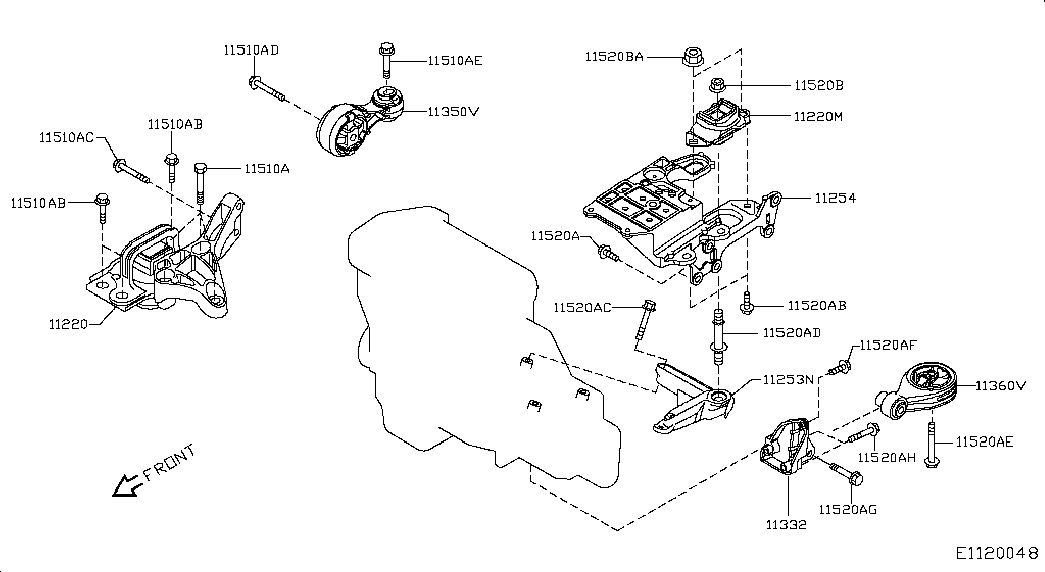 NISSAN 11210-JD500 - Подушка, опора, подвеска двигателя onlydrive.pro