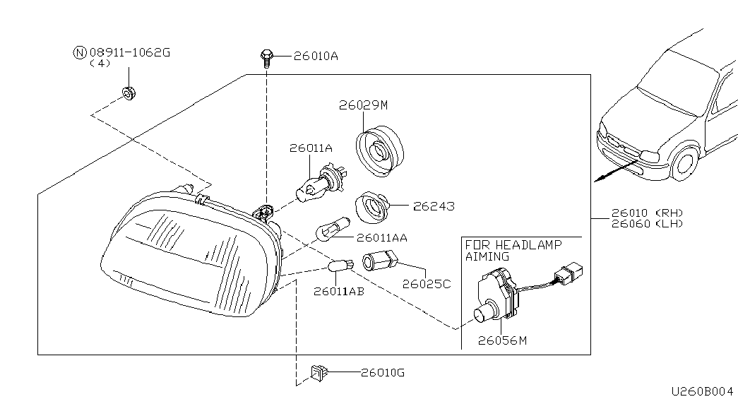 NISSAN 262945F005 - Hehkulankapolttimo, sumuvalo onlydrive.pro