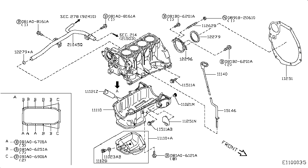 NISSAN 11128-BX00A - Cylinder block & oil pan; cylinder block & oil pan: 01 pcs. onlydrive.pro