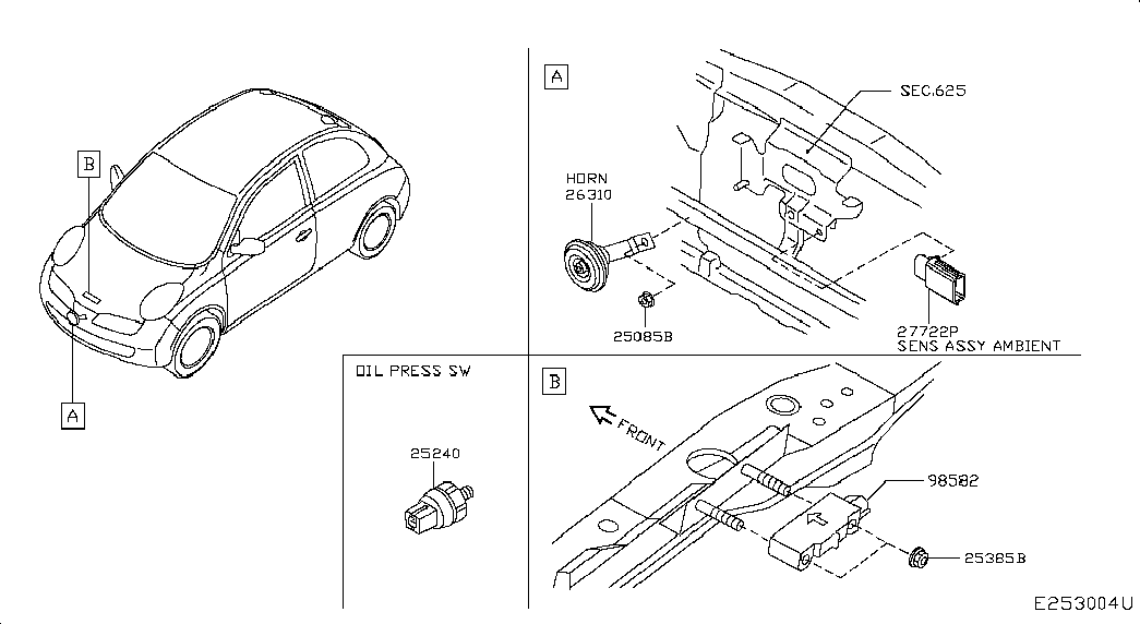 NISSAN 25240-70J0E - Датчик, давление масла onlydrive.pro