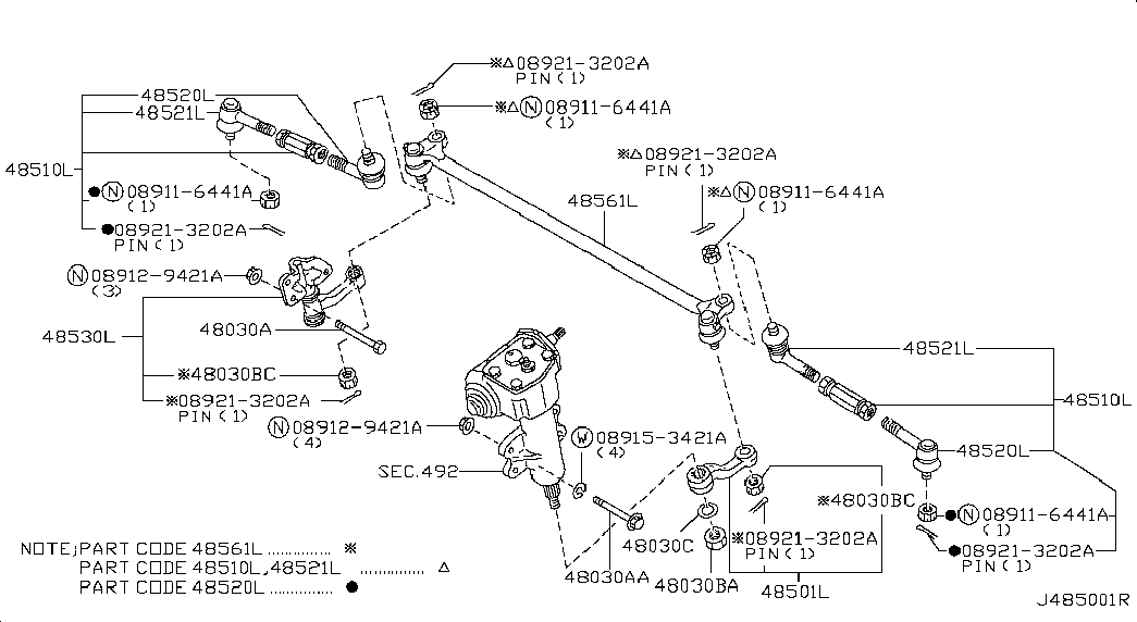 NISSAN 48520-3S525 - Skersinės vairo trauklės galas onlydrive.pro