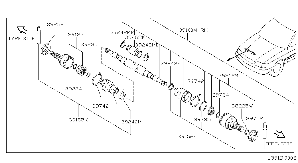 NISSAN 39741 73J25 - Kaitsekumm, veovõll onlydrive.pro