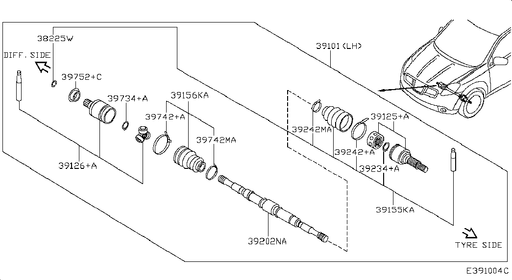 NISSAN C92DAJA00A - Gofruotoji membrana, kardaninis velenas onlydrive.pro