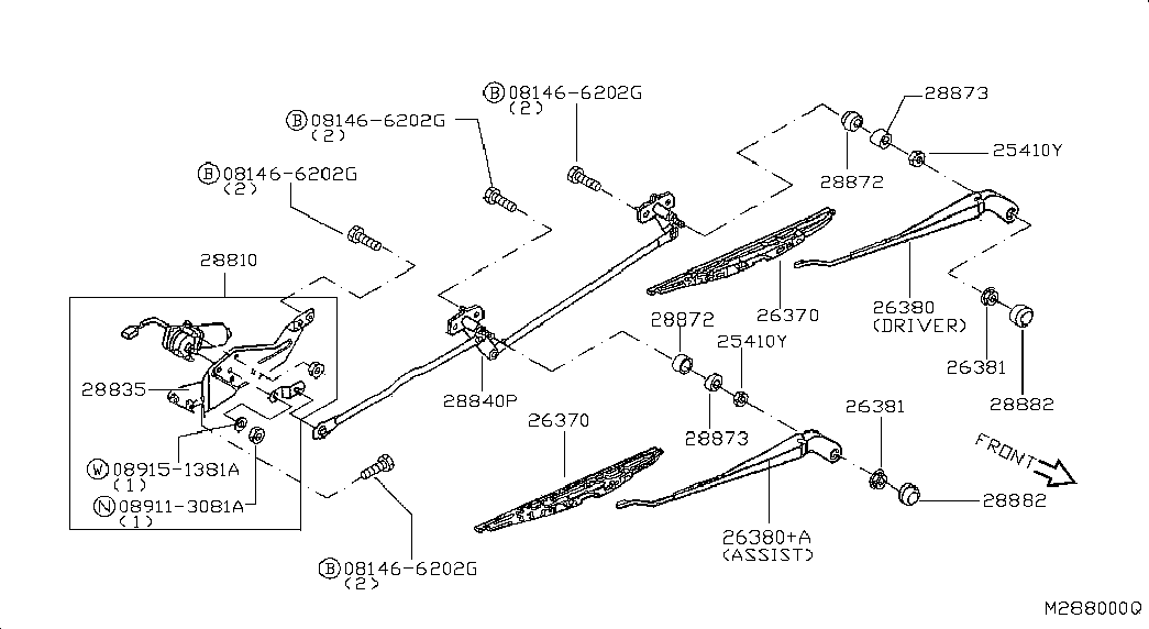 NISSAN 28890MB400 - Windshield wiper: 02 pcs. onlydrive.pro
