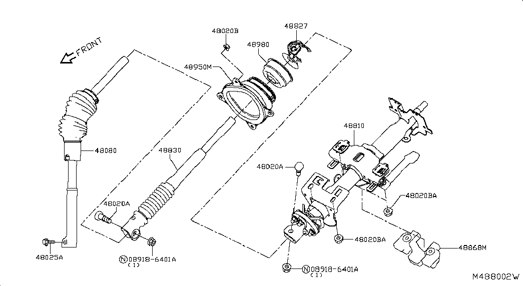 NISSAN 48080-4KD0A - Шарнир, вал сошки рулевого управления onlydrive.pro