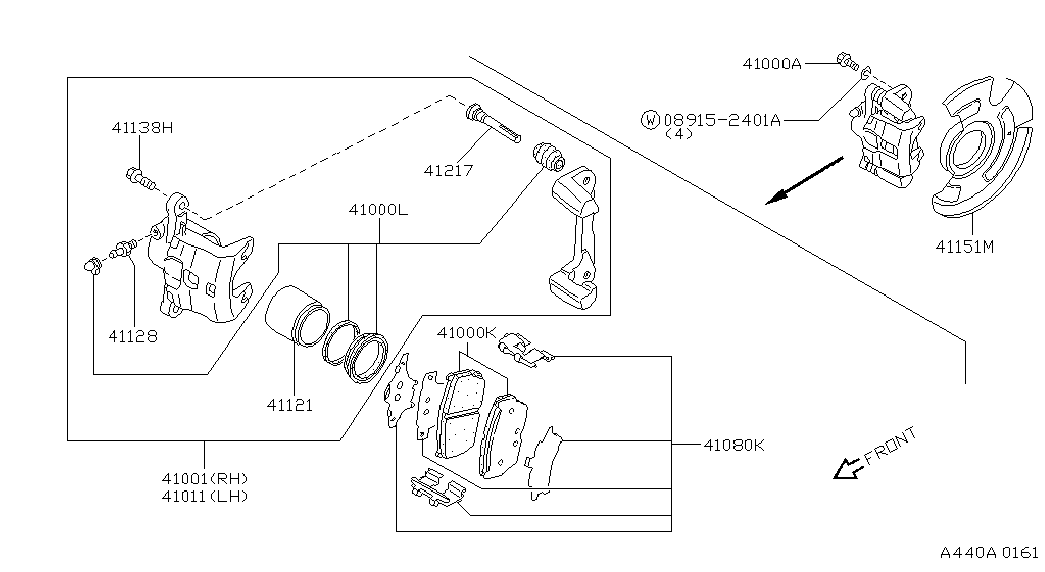 NISSAN 4100160Y00 - Тормозной суппорт onlydrive.pro